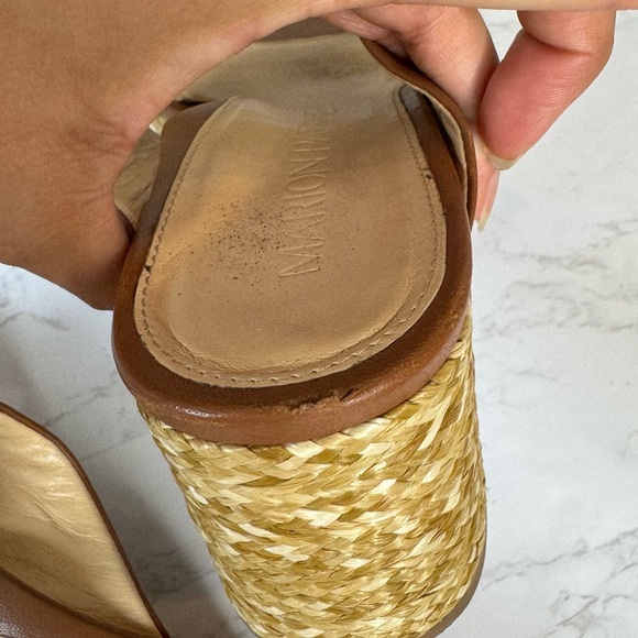 Platform Wedge Nappa Leather Upper Crisscross Raffia Heel Cognac Size‎ 8.5 - Picture 8 of 11